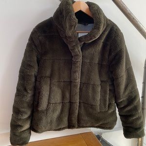 Avec les filles fur puffer jacket - deep forest green (XS)